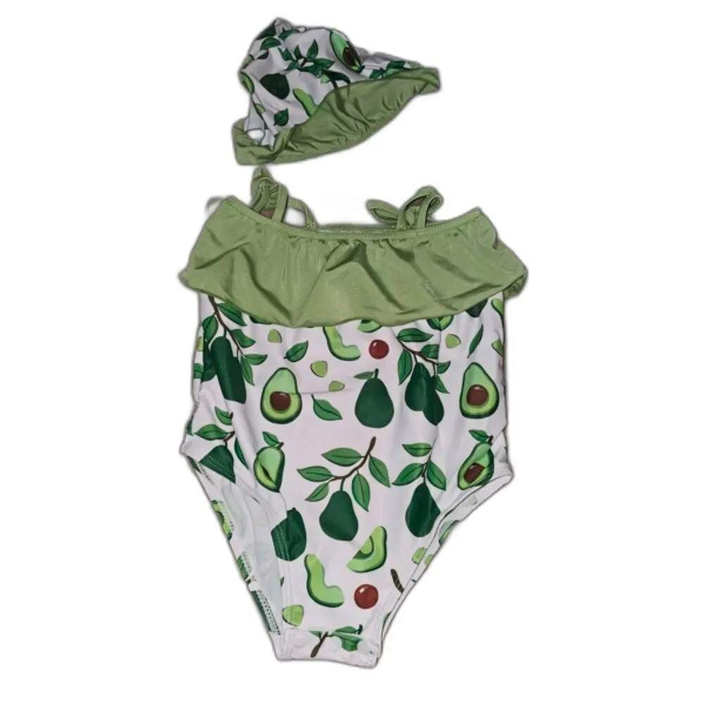 Avocado toddler swimwear and hat Multiple Sizes 2T, 3T, 5T NEW